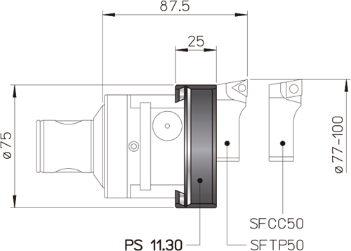  TRM 50/50 - Configuração de Mandrilhar Ø 77 ~ 125 